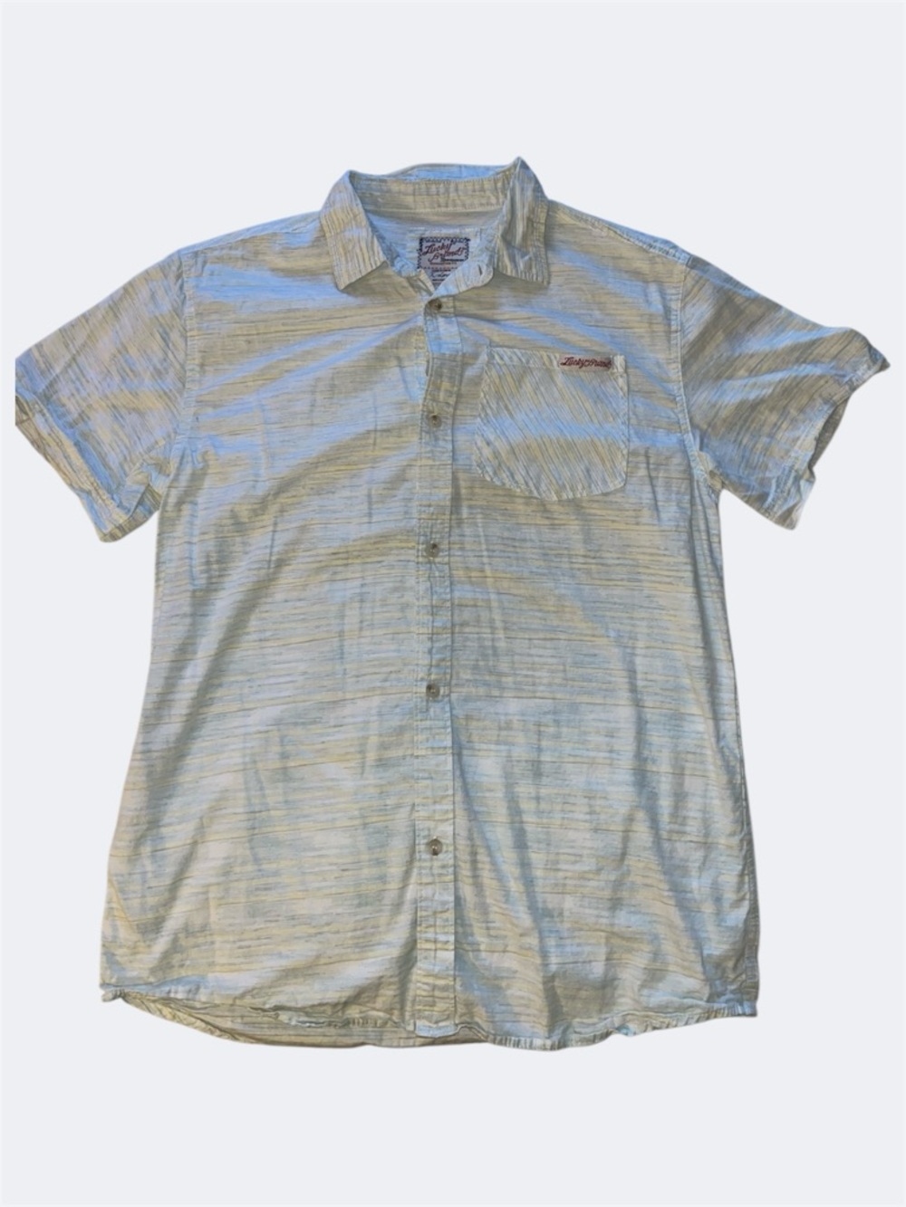 Lucky Brand Light Blue and Yellow Cotton Button Down‎ Shirt